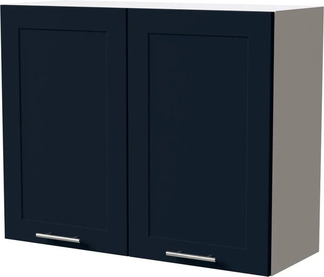Feldmann-Wohnen Hängeschrank Oslo Küchenschrank Weiß und Indigo Matt B: 90 cm, T: 32,5 cm, H: 72 cm - Bild 1