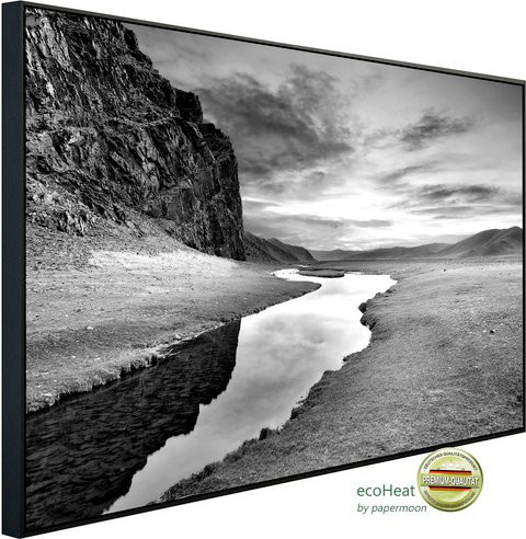 papermoon Infrarotheizung EcoHeat Landschaft in Schwarz und Weiss mit Matt-Effekt und App-Steuerung - Bild 1