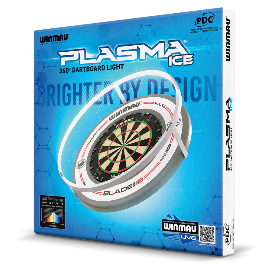 Winmau Dartboard-Beleuchtung Bundle Plasma + Surround Ice 4306 in Weiß mit LED-Ring und Netzteil - Bild 3