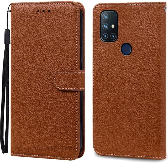 OnePlus Nord N10 5G Leder Flip Wallet Cover Hülle in Braun - Bild 1