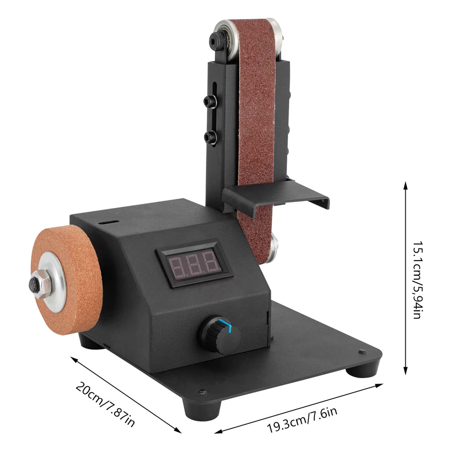 Elektrischer Mini-Bandschleifer 350 W in Schwarz aus verzinktem Stahl, 220 V, 0–8500 U/min zum Schleifen und Polieren von Metall, B/T/H: 19,3 x 20 x 15,1 cm - Bild 2