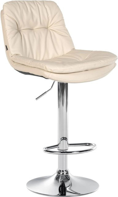 DELUKE Barhocker MITUN in Creme mit Kunstleder und silbernem Fuß, höhenverstellbarer Barstuhl mit Lehne und 360 Grad Drehbarkeit, B/T/H: 46 x 54 x 92 cm - Bild 1