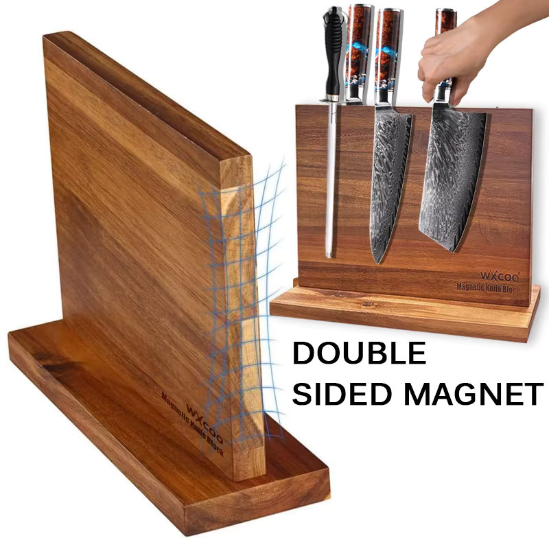 WXCOO Magnetischer Messerblock aus Akazienholz in Braun, Freistehender Messerhalter für die Küchentheke, Breite: 39,0 cm, Tiefe: 23,5 cm, Höhe: 0,0 cm - Bild 4