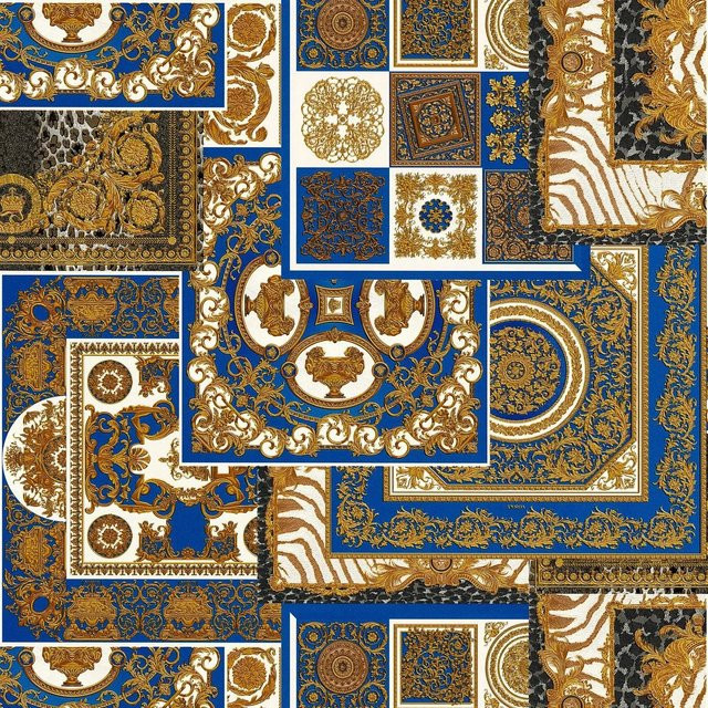 Profhome Barock Tapete Design in Gold Blau Weiß, B: 0,70 m, H: 10,05 m - Bild 1