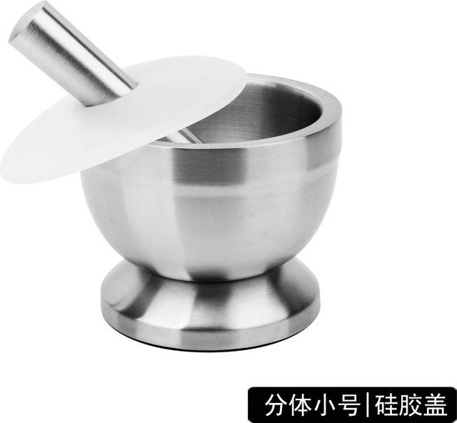 Mörser und Stößel aus Edelstahl von Yiran Furniture in Silber mit ergonomischem Griff und rutschfester Basis - Bild 1