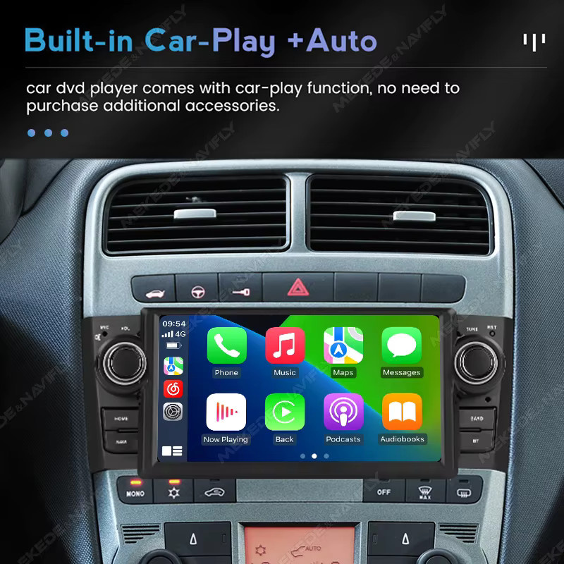 NAVIFANS Android 15 Autoradio mit Carplay und GPS Navigation für Fiat Grande Punto Linea 2013-2017, Schwarz - Bild 3