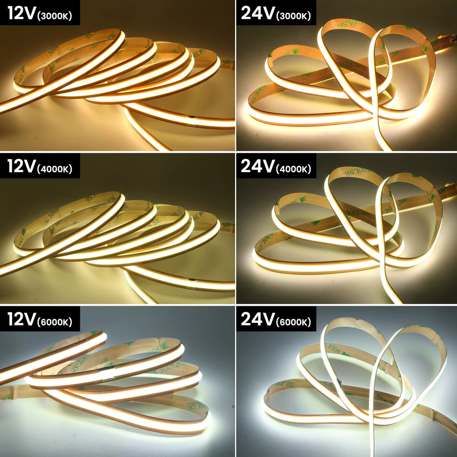 HEGEHE COB LED-Streifen Warmweiß, 12V 24V, 720 LEDs/m, Breite: 8 mm, flexibel und frei zuschneidbar für Schrank- und Treppenbeleuchtung - Bild 3