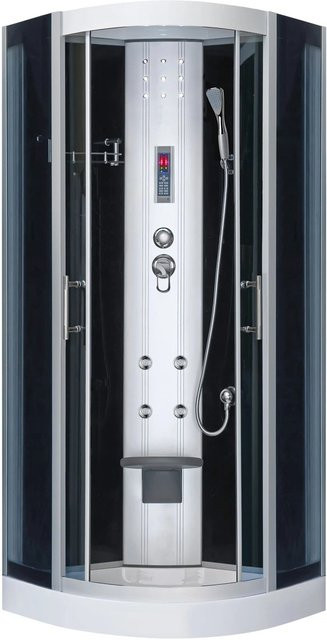 Kerra Hydromassagekabine Leticia Eckdusche aus Acryl in Weiß mit Duschwanne, Handbrause, Regendusche und LED-Beleuchtung, B/T: 80 x 80 cm - Bild 1