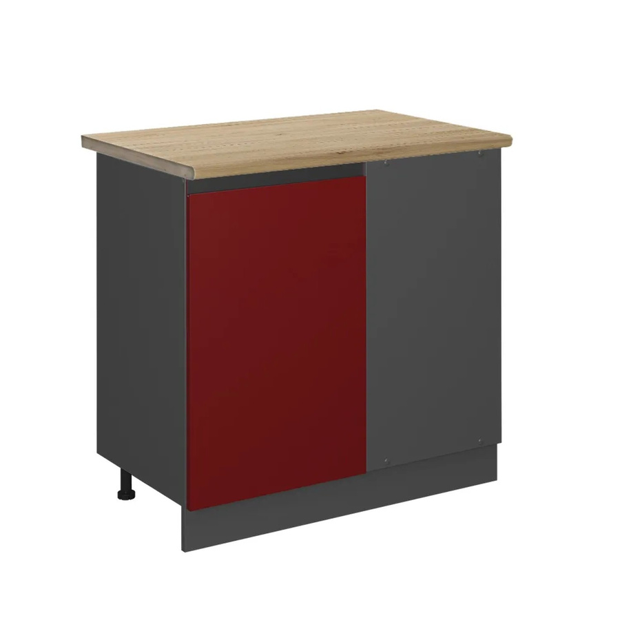 Vicco R-Line Eckunterschrank für die Küche, Rot/Anthrazit mit Eiche-Optik, B/T/H: 86 x 60 x 81,6 cm - Bild 2