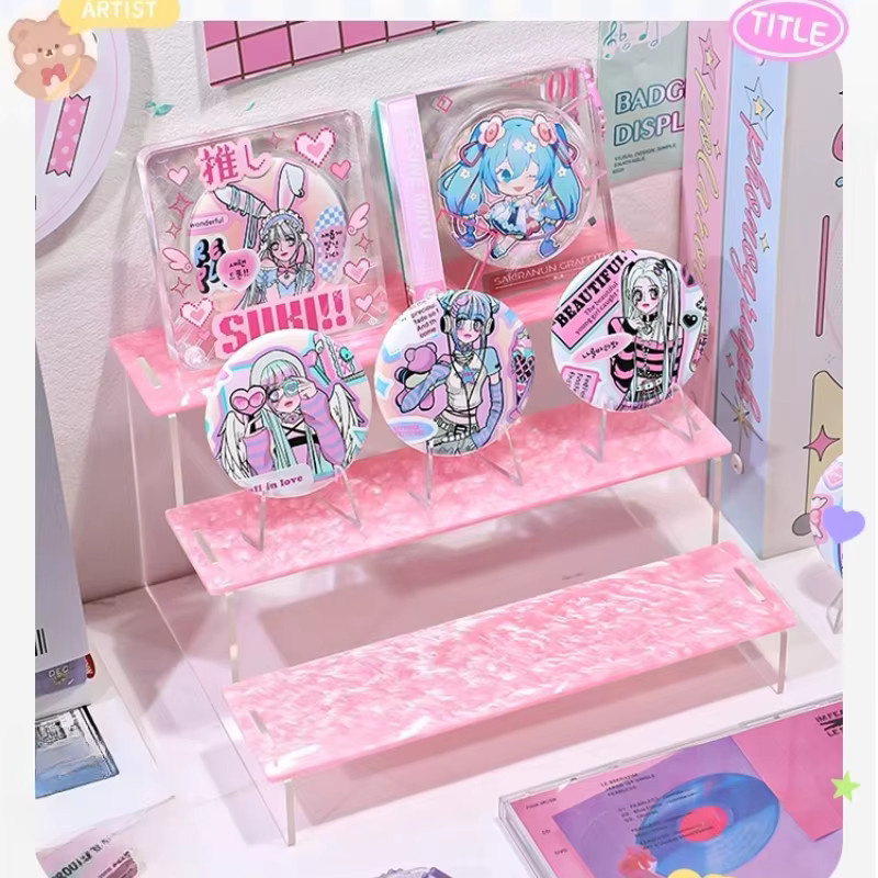 PGY Acryl Display Stand mit Wellenoptik und Glitter in Transparent, Blau oder Pink für Tischdekorationen - Bild 2