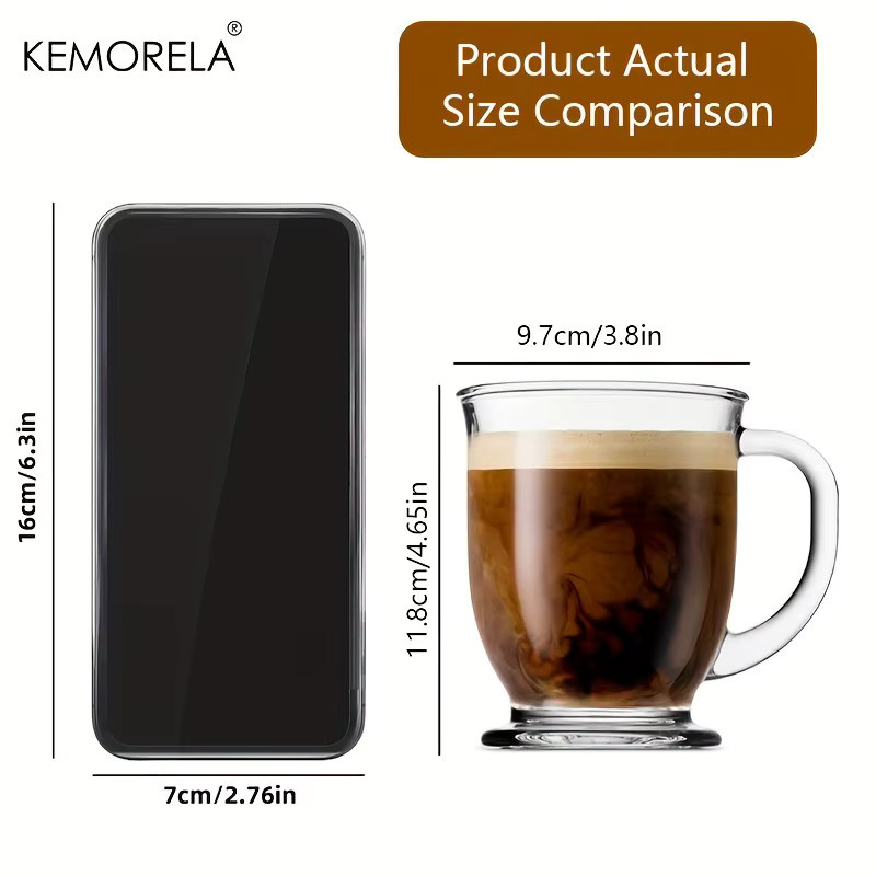 KEMORELA Transparente Kaffeetasse aus Glas mit Griff für Cappuccino, Milch, Tee oder Saft - Bild 6