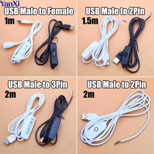 ChengHaoRan USB Schaltnetzteil-Kabel mit Ein/Aus-Schalter, 5V 2A, Weiß - Bild 1