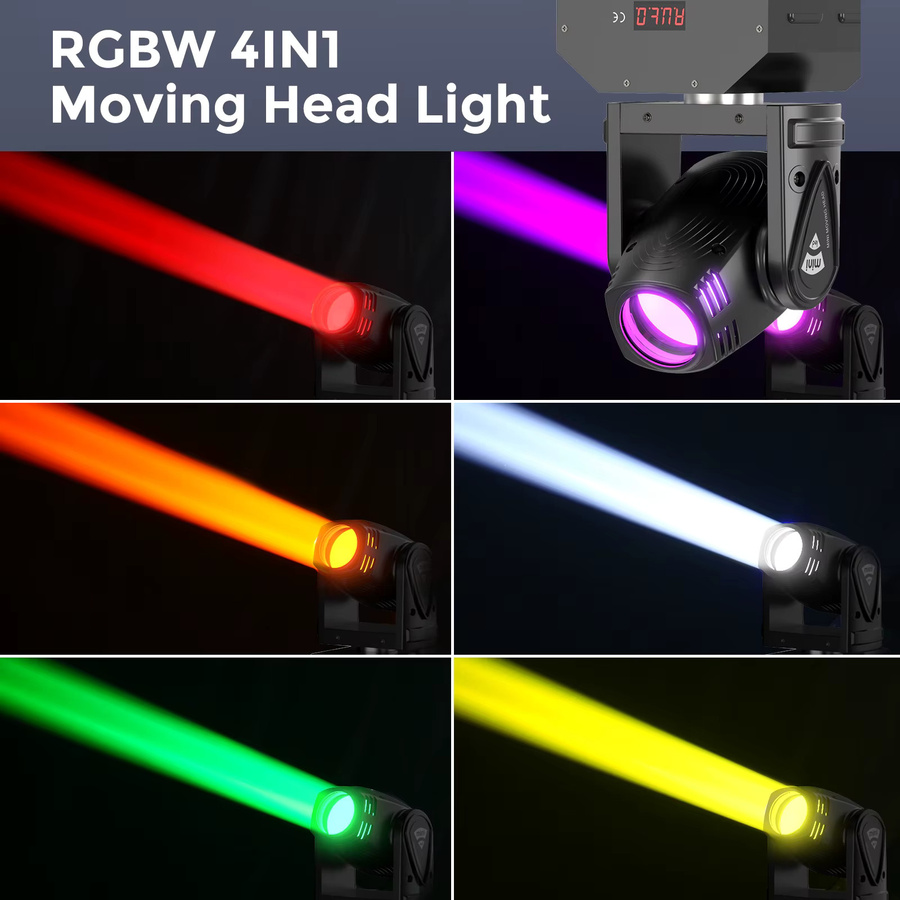 U'King Moving Head LED Strahler 100W RGBW 4in1 Mini Bühnenlicht mit DMX512 und Sound Aktivierung in Schwarz - Bild 2