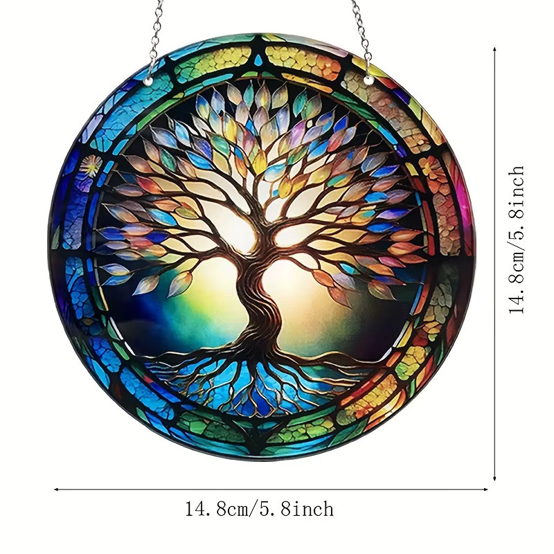 Baum des Lebens Sonnenfänger als hängende Dekoration aus Glas in Multicolour für Fenster, Garten oder Auto - Bild 5