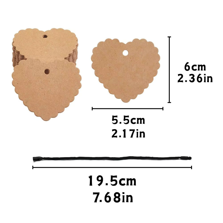200 Stück YMY Herz-Etiketten aus braunem Papier mit beigen Polyester-Lanyards für DIY-Schmuck, Kleidung und Geschenkverpackungen - Bild 2