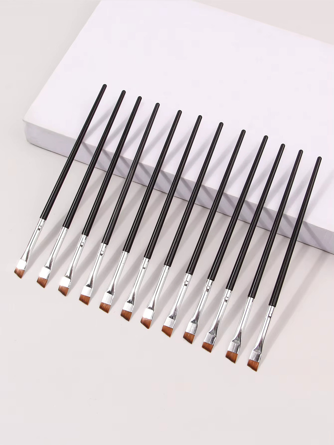 12 Stück Eyeliner-Pinsel, ultrafeine Klinge, Augenbrauenpinsel, Unisex - Bild 2