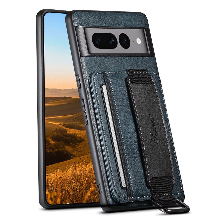 SUTENI Handyhülle aus Kunstleder mit Handgelenkschlaufe, Ringschnalle und Kartenhalter für Google Pixel 10 Pro XL 9 8A 7 6 in Schwarz - Bild 5