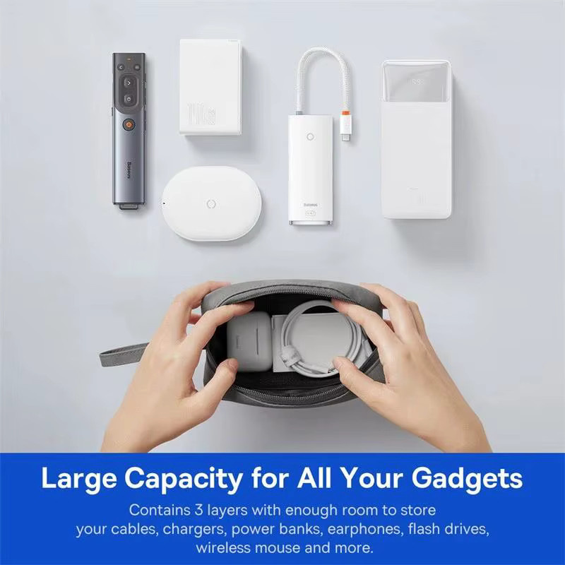 Mrgabwte Tragbare digitale Aufbewahrungstasche für Zubehör in Grau, wasserdicht und fettbeständig für iPhone, Samsung, Kopfhörer und Powerbank - Bild 2