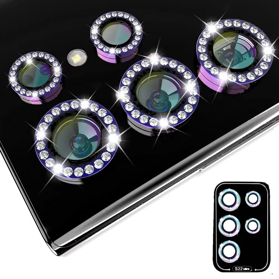 Diamant Kamera Glas Schutz für Samsung S25 Ultra und Galaxy S24 Ultra mit Metall Glitter Effekt in Purple - Bild 2