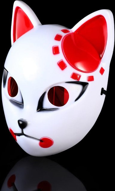 Japanische Anime Dämon Fuchs Maske, Cosplay, Kunststoff, Weiß - Bild 1
