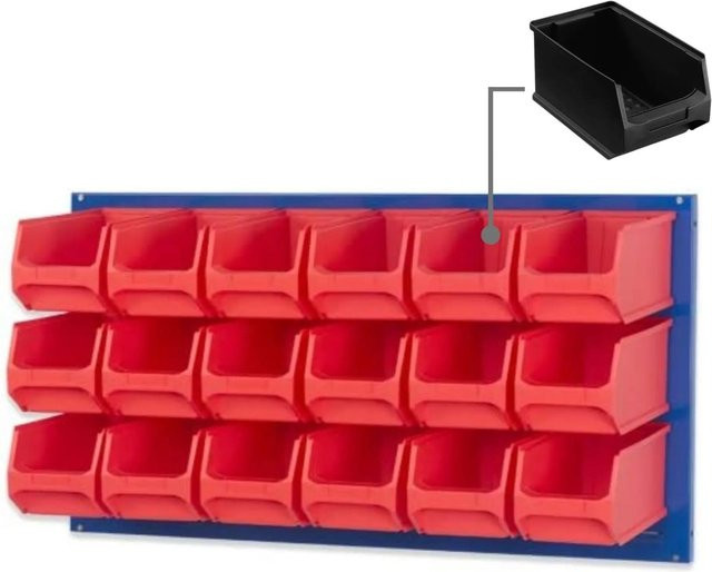 PROREGAL Trägersystem mit blauer Systemplatte und 18 leitfähigen Sichtlagerboxen, B: 100 cm, H: 50 cm - Bild 1