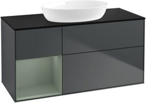 V&B Waschtischunterschrank Finion in Eiche und Blau, B/T/H: 120 x 50,1 x 50,1 cm - Bild 1