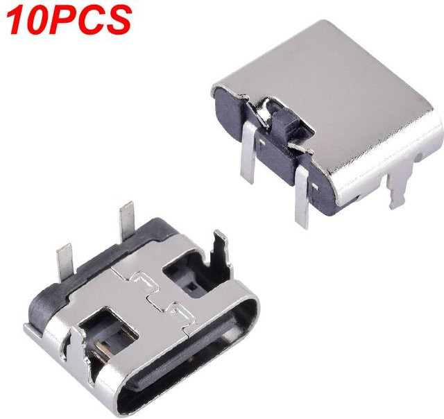 10 Stück Micro USB-C Anschlussbuchsen USB 3.1 Typ-C Power Jack Dock in Silber und Iridescent - Bild 1