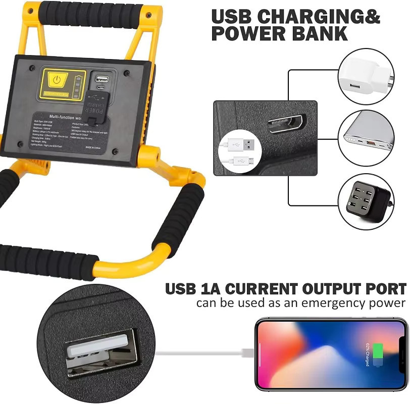 POCKETMAN LED Arbeitsscheinwerfer 380 W mit hoher Lumen-Leistung, faltbare Akku-Arbeitslampe für Camping und Autoreparaturen - Bild 4