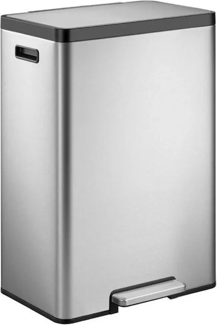 PROREGAL Treteimer aus gebürstetem Edelstahl mit Soft-Close-Deckel und Kunststoffgriffen, Silber, 30 Liter, B: 64 cm, T: 29,5 cm, H: 36,5 cm - Bild 1