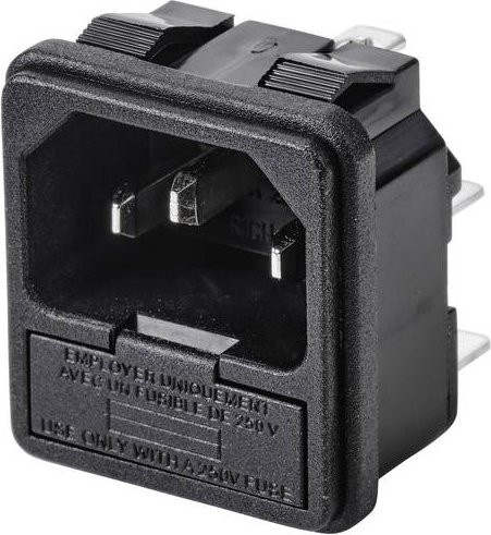 TRU Components TC-10088372 Kaltgeräte-Steckverbinder C14 Einbau vertikal Schwarz 10A - Bild 1