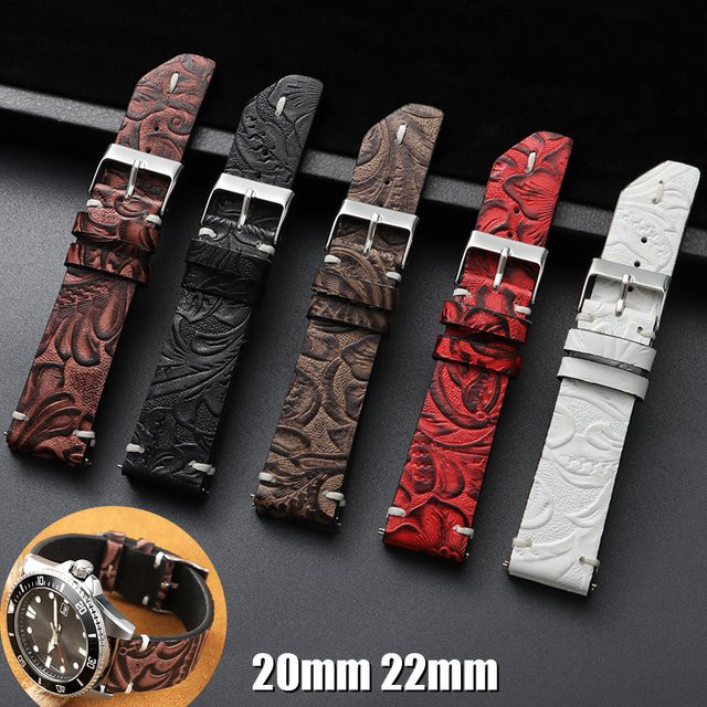 HQstrap Uhrenarmband Kalbsleder, Vintage, bunt, Unisex, 20 mm, 22 mm - Bild 1