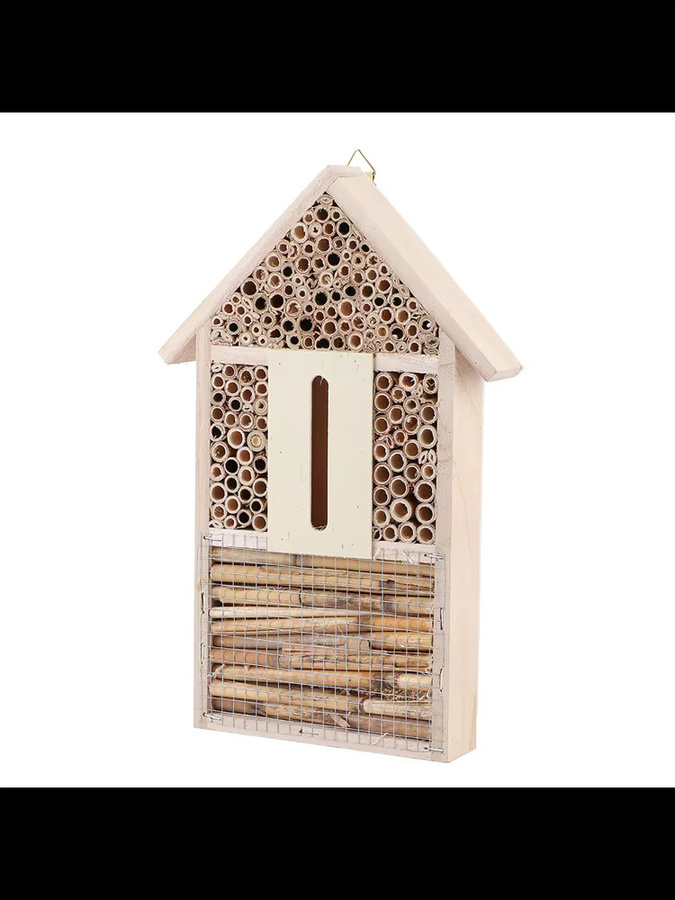 TOPINCN Insektenhaus aus Holz in Braun mit röhrenförmigen Kanälen als Nistkasten für den Garten - Bild 2