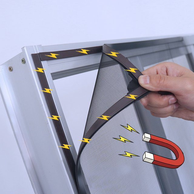 DTGJ Magnetisches Fenster-Moskitonetz aus Fiberglas in Schwarz, individuell anpassbarer Anti-Insekten-Bildschirm aus Tüll - Bild 1