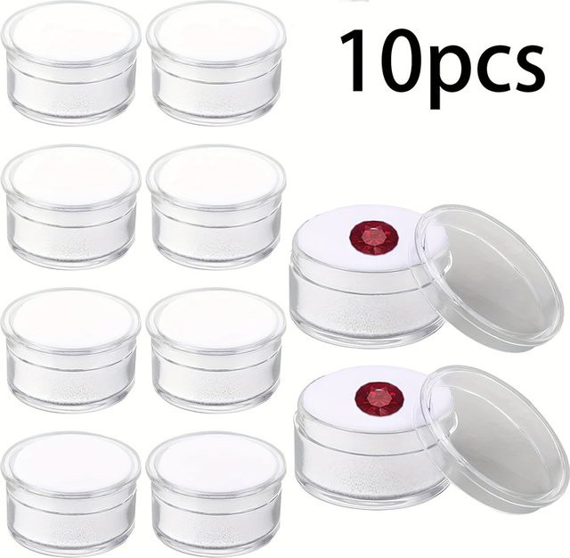 Lesaiyarr Schmuckaufbewahrung Dose Set aus 10 Teilen, Runde Schmuckbox für Edelsteine und Perlen, Transparent oder Schwarz - Bild 1