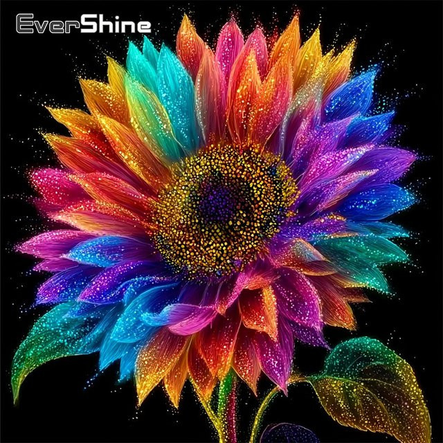 Evershine 5D-DIY-Mosaik-Bastelset Sonnenblume mit Blumen-Motiv in Multicolour, Diamant-Gemälde mit runden Strass-Steinen für Anfänger, B/H: 20 x 20 cm - Bild 1