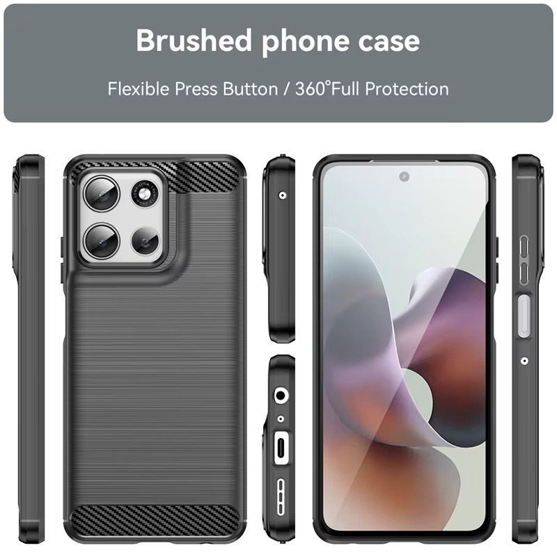 Stoßfeste Silikon-Handyhülle aus weichem TPU mit gebürstetem Streifen-Design für Motorola Moto G56 und G86 in Schwarz - Bild 2