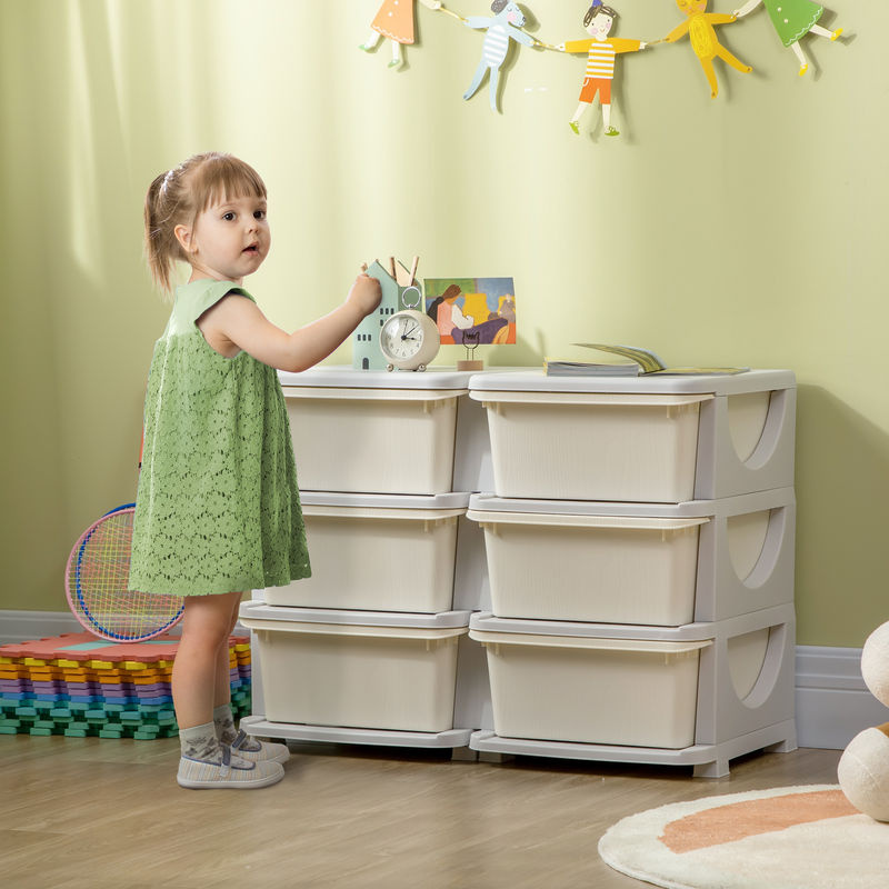HOMCOM Schubladenschrank für Kinder aus Kunststoff mit 6 Schubladen in Weiß - Bild 2