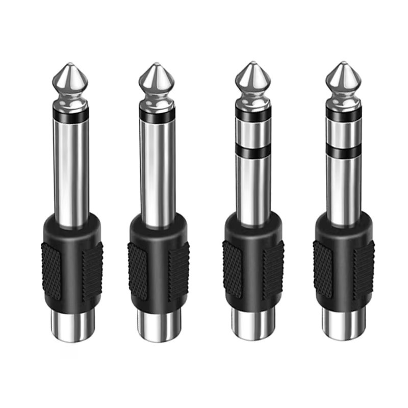 Audio Adapter Set mit Cinch-Buchse auf 6,35 mm 1/4 Zoll Mono Stecker in Silber - Bild 3