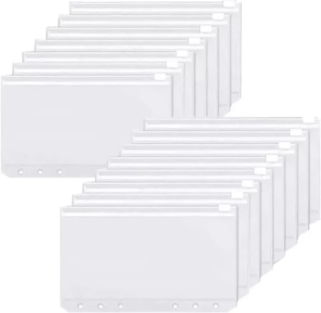 Wasserdichte PVC Ordnertaschen mit Reißverschluss und 6-Loch-Einstichung für A6 Planer und Notizbücher, Transparent - Bild 1