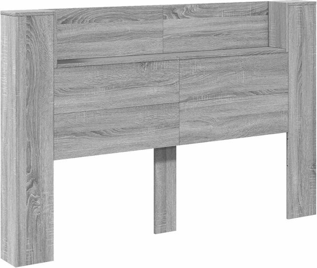 vidaXL Kopfteil-Schrank mit LED und integriertem Regal in Grau Sonoma, B/H/T: 160 x 103,5 x 16,5 cm - Bild 1