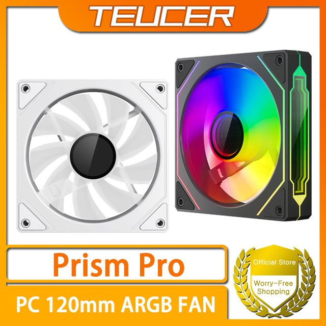 TEUCER Prism Pro ARGB Gehäuselüfter in Weiß, 12 cm, 4PIN PWM Silent Hydraulic Bearing PC-Kühler - Bild 1