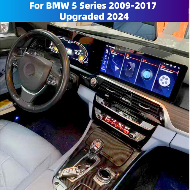 TPXINXIN Dual Screen Android Carplay Auto Radio mit GPS Navigation für BMW 5 Serie 2011 bis 2017 in Schwarz - Bild 1