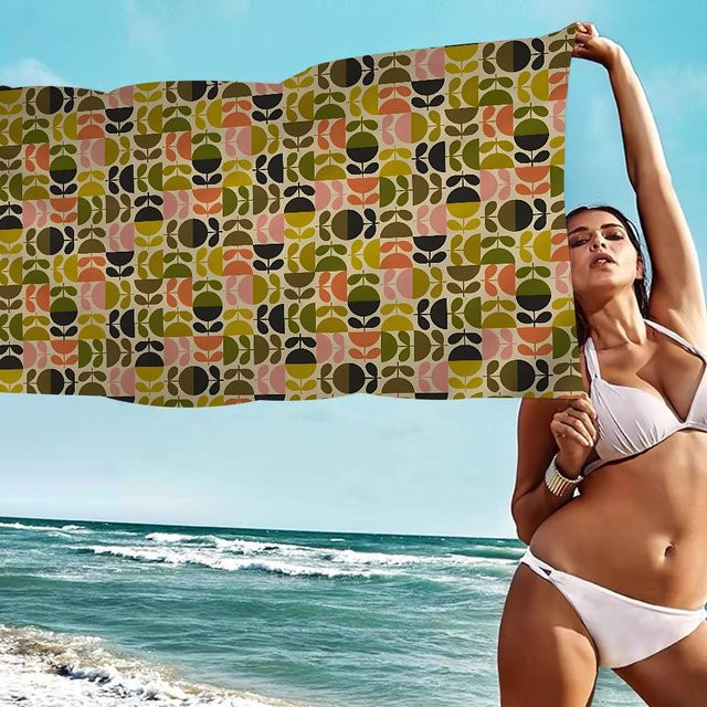 Orla Kiely Mikrofaser Strandtuch mit Blumenmuster, schnelltrocknend und saugfähig, Multicolour, 30 x 30 cm - Bild 1