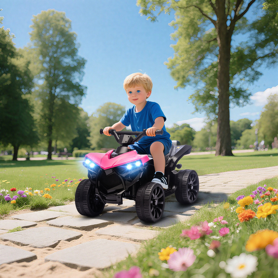 AIYAPLAY Kinder Elektro-Quad 6V mit Musik und LED-Scheinwerfern, Rosa, Aosom - Bild 2