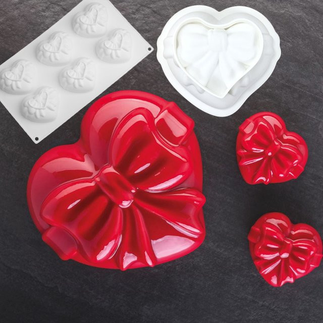 Meibum Herzförmige Silikon-Kuchenform mit Schleifen-Design für Mousse und Desserts - Bild 1
