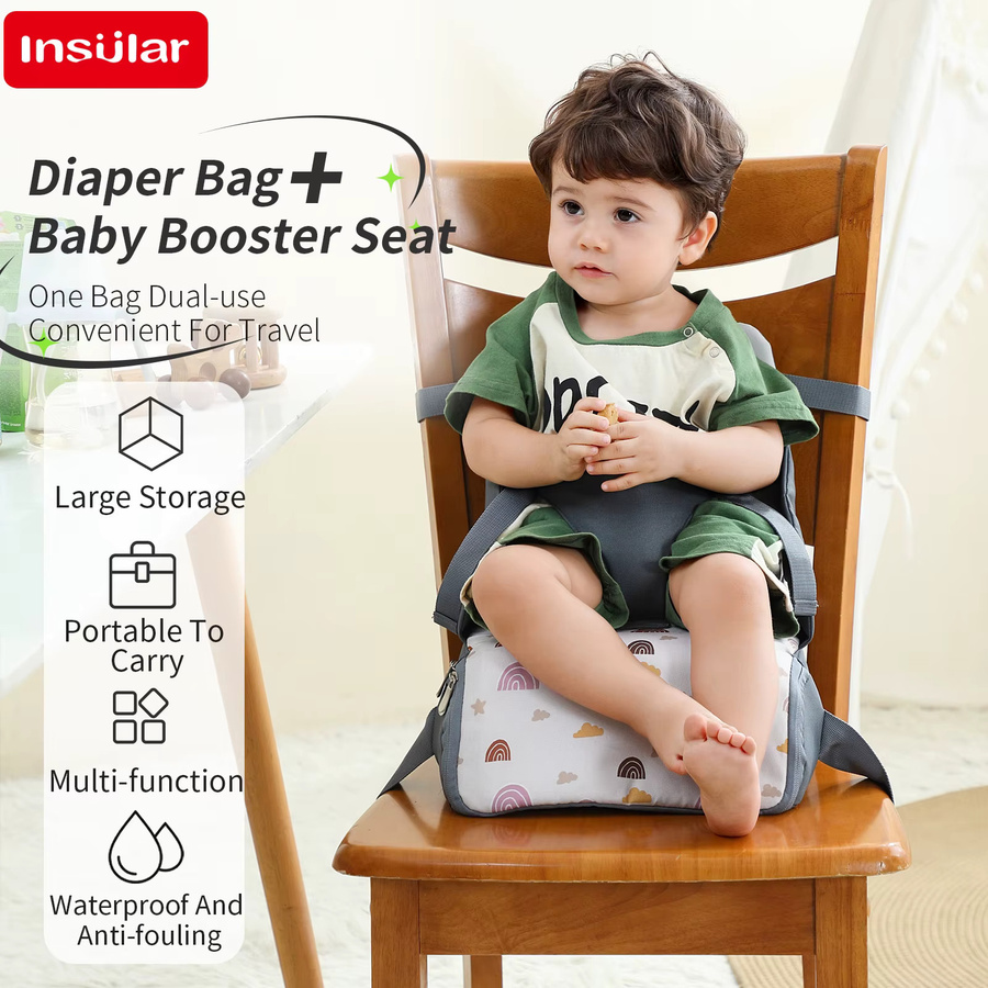 Multifunktionaler faltbarer und rutschfester Kindersitz mit hohem Kissen als tragbarer Baby-Esszimmerstuhl und Reisezubehör - Bild 2