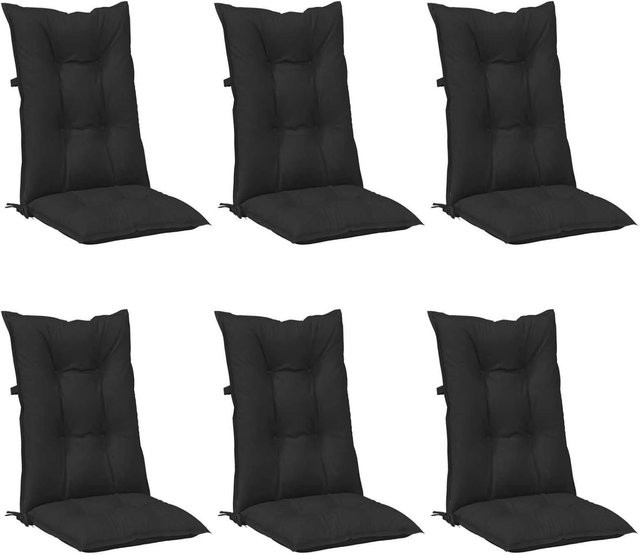 vidaXL Set Hochlehner-Stuhlkissen 6 Stück Melange Schwarz aus Polyester - Bild 1