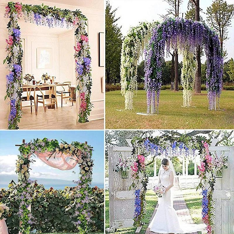 Tenvity Künstliche Blauregen Glyzinien Seidengirlande in Blau und Multicolour als hängender Blumenschmuck für Hochzeit, Garten und Außenbereich - Bild 2