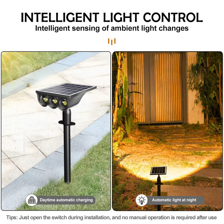 Solar-Strahler für Außenbereich mit LED und IP65 Wasserdichtigkeit, Warmweiß, Schwarz - Bild 3
