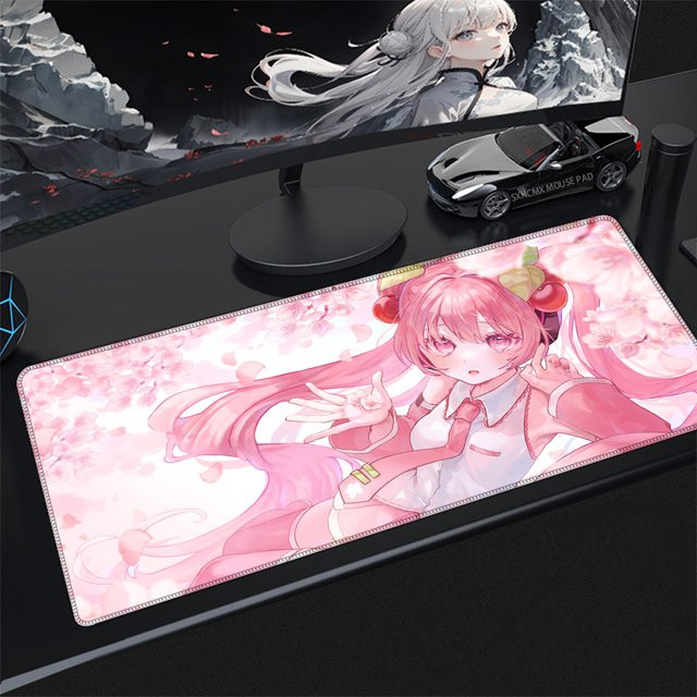 Kawaii Anime Hatsune Miku Gaming-Mauspad in Pink mit Sakura-Design für PC und Laptop - Bild 1